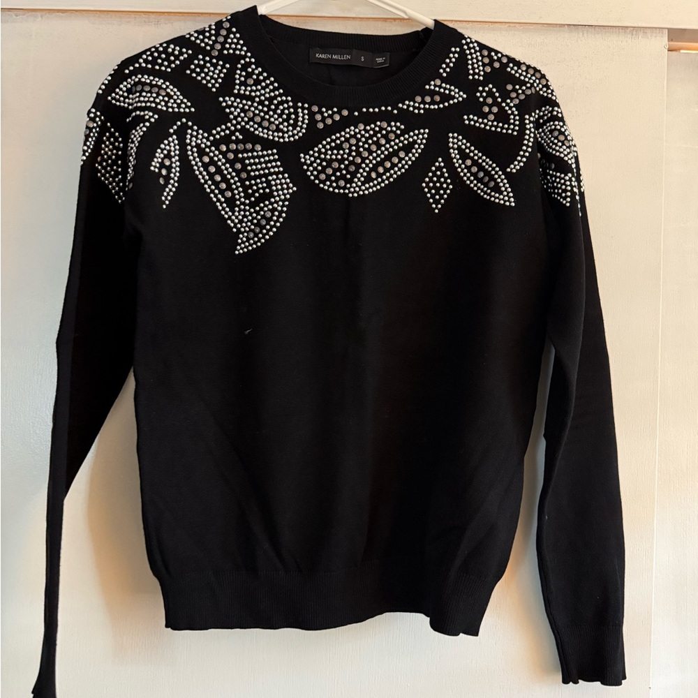 Karen Millen Black Sweater with Silver Embellishments